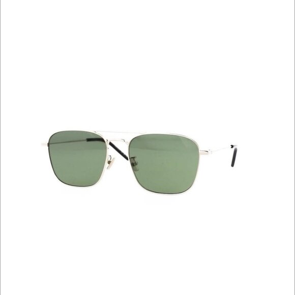 Saint Laurent Unisex Aviator Silver Silver Green Fashion Designer Eyewear - Picture 2 of 5